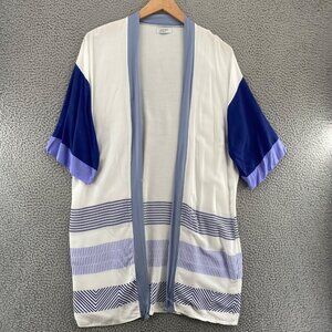 Summer & Rose Kimono Womens Small Blue White Stripe Open 3/4 Sleeves Flowy Boho